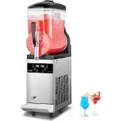 Vevor Kommersiell Slushmaskin, 12L Frysta Dryckesmaskin med En Tank, 48 Koppar Rostfritt Stål Margarita Smoothie Frysta Dryckesmaskin, Slushmaskin för Hemmafester Restauranger Caféer Barer