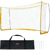 Vevor Bärbart fotbollsmål, 12x6 fot Vuxna Barn Träningsnät, Stort Träningsnät, Stålfiberstruktur Träningsmål Set, Allväders Fotbollsmål Utomhus med Bärväska, Gul
