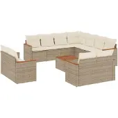 vidaXL Soffgrupp för trädgården 12 delar med dynor beige konstrotting