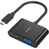Hama 00200313 USB-C / HDMI / VGA Adapter [1x USB-C hane - 1x VGA hona, HDMI hona] Svart