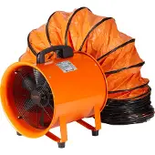 Vevor Bärbar Ventilator, 254 mm Kraftig Cylinderfläkt med 10 m Kanalslang, 255 W Stark Verkstadsavgasfläkt 1720 CFM, Industriell Utsugning av Damm, Rök, Rök Hem/Arbetsplats