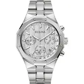 Bulova Classic Precisionist Kronograf Rostfritt Stål Silverurtavla Kvarts 96B408 100M Herrklocka silver