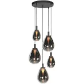 Mexlite Hänglampa Glimsy, dimbar, Aluminium / grå / zink, Vardagsrum / matsal, Glas, Pendellampa