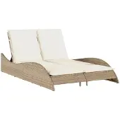 vidaXL Chaise Longue med Kuddar, Vila med Justerbart Ryggstöd, Solstol, Utomhusmöbel, Modern, 368291