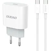 Dudao A14EUC PD 20W USB-C väggladdare med kabel - vit