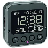 TFA-Dostmann 60.2552.01 DCF Väckarklocka Svart Larmtider 2 Stor display
