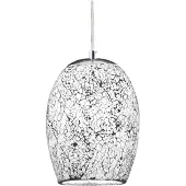Searchlight Glas pendellampa Crackle, dimbar, Förkromad / silver, Vardagsrum / matsal, Glas, Modern, Pendellampa