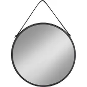 Ebuy24 Trapani Miroir avec bande de suspente en cuir, noir. svart