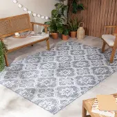 FRAAI Utomhusmatta | Rio Flower blå hos Volero | 80x150cm | Polypropen | Symmetrisk | Rektangulär | Plattvävd
