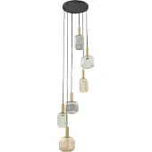 LINDBY Hänglampa Doroteo , dimbar, Aluminium / grå / zink, Vardagsrum / matsal, Glas, Vintage, Pendellampa