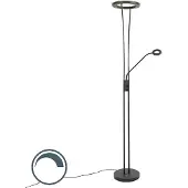 QAZQA Modern golvlampa svart inkl LED med läsarm - Divine