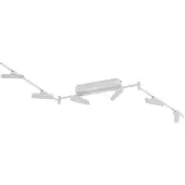 LINDBY LED-spotlight Eldrin, vit, 6 lampor, ljuslist Eldrin , dimbar, Vitt / opal, Vardagsrum / matsal, Metall, Modern, LED-taklampa