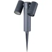 PRIOS markspettspotlight Tulimar, 2 lampor, antracit, IP65 Tulimar , dimbar, Svart, Aluminium / grå / zink, Modern