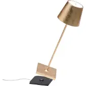 Zafferano Poldina LED bordslampa batteri dekor guld Poldina, dimbar, Mässing / guld, Vardagsrum / matsal, Aluminium / grå / zink, Modern