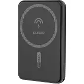Dudao trådlös powerbank MagSafe 10W/5W 5000 mAh + metalladapterring för trådlös laddning vit