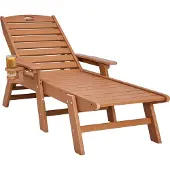Vevor Schäslongfåtölj, 181 kg viktkapacitet, 6 positioner justerbar uteplatsloungefåtölj, utomhus HDPE-loungefåtölj med ryggstöd och mugghållare, för pool, pooldäck, bakgård, gräsmatta, brun