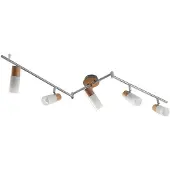 LINDBY takspotlight Christoph, 130 cm, 5 lampor, trä, glas Christoph , dimbar, Förkromad / silver, Sovrum, Trä, Lantlig / rustik, Spotlight