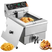 Vevor Kommersiell fritös, 3000W elektrisk bänkfritös med korg, 11,6 Qt / 11L rostfrittös med enkel olja, tids- och temperaturkontroll, överhettningsskydd, för köksrestaurang