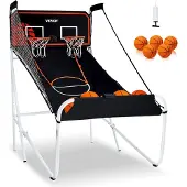 Vevor Hopfällbart basketbollsarkadspel, inomhusbasketbollsspel för 2 spelare, hemmasport med dubbla skott med 5 bollar, 8 spellägen, elektronisk resultattavla och inflationspump, för barn, vuxna (svar