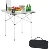Vevor Hopfällbart campingbord, Bärbara Sidobord i Rullformat, Litet Lättviktsstrandbord i Aluminium, Kompakt med Bärväska, För Utomhusmatlagning, Tailgating, Grillning, Picknick, Resor, Silver