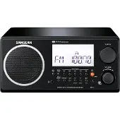 Sangean Bordsradio WR-2 FM, AM Hölje i äkta trä, Väckningsfunktion, inkl. fjärrkontroll Svart