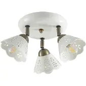 LINDBY Efgenia takspotlight, 3 lampor , dimbar, Vitt / opal, Vardagsrum / matsal, Keramik, Lantlig / rustik, Spotlight