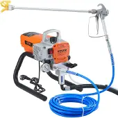 Vevor Pro Airless väggfärgsspruta, 1800W elektrisk sprutpistolsats, justerbart spruttryck med rör för vägg- och tak-/trä- och metallfärg