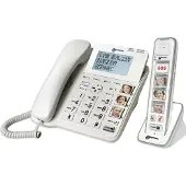 Geemarc Telecom Telecom Combi-Photo 295, Analog telefon/DECT-telefon, Kabelanslutet och fjärrstyrt handset, Högtalartelefon, 50 poster, Namn och uppringnings-ID, Vit