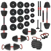 HMS 6IN1 VIKTSET SGN130 (SKIVSTÅNG, HANTEL OCH KETTLEBELL) 30 KG