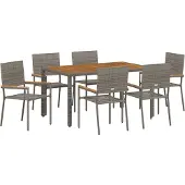 vidaXL Trädgårdsmöbelset 7 pcs Grå konstrotting
