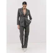 4TAILORS Kavaj 'Salsa' mörkgrå / vit