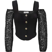 Influencer Broderad topp svart