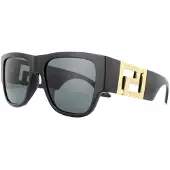 Versace Rectangle Mens Svart Mörkgrå Solglasögon