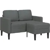 vidaXL 2-sitssoffa med schäslong L-formad mörkgrå 125 cm tyg