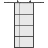 vidaXL Skjutdörr med beslag svart 90x205 cm ESG-glas