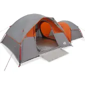 vidaXL Campingtält 5 personer grå och orange vattentätt