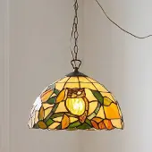 ARTISTAR Tiffany pendellampa JOLIEN, dimbar, Multifärgad, Vardagsrum / matsal, Glas, Tiffany, Pendellampa