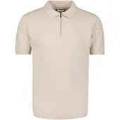 No-excess Kortärmad Polotröja med Halv Dragkedja Ecru Off-White Beige Storlek
