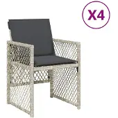 vidaXL Trädgårdsstolar med dynor 4 st ljusgrå konstrotting