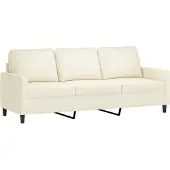 vidaXL 3-sitssoffa gräddvit 180 cm sammet