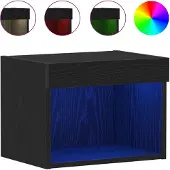 vidaXL TV-bänkset med led Svart Ek 40 x 30 x 30 cm Konstruerat trä