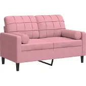 vidaXL 2-sitssoffa med prydnadskuddar rosa 120 cm sammet