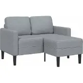 vidaXL 2-sitssoffa med schäslong L-formad ljusgrå 125 cm tyg