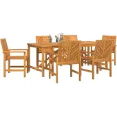 vidaXL Trädgårdsmöbelset 7 pcs Brun Massivt Akaciaträ