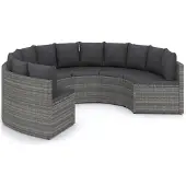 DKD Home Decor Soffgrupp för trädgården med dynor 6 delar konstrotting grå