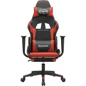 vidaXL Gamingstol med fotstöd svart och röd konstläder
