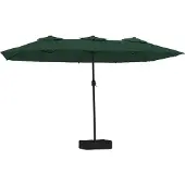 vidaXL Trädgårdsparasoll dubbelt med LEDs grön 449x245 cm