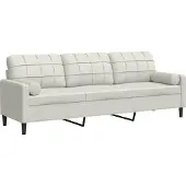 vidaXL 3-sitssoffa med kuddar, krämfärgad, 210 cm, sammet