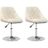 vidaXL Matstolar svängbara 2 st Crème Sammet 335282