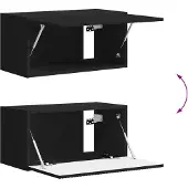 vidaXL TV-bänkset Väggmonterad 2 pcs Svart Konstruerat trä